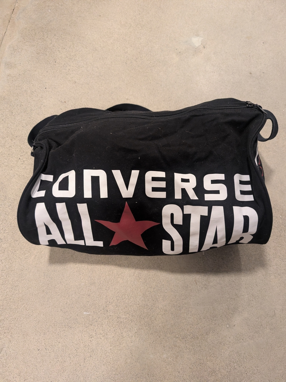 Converse Black Duffel Bag with Red Star Accent